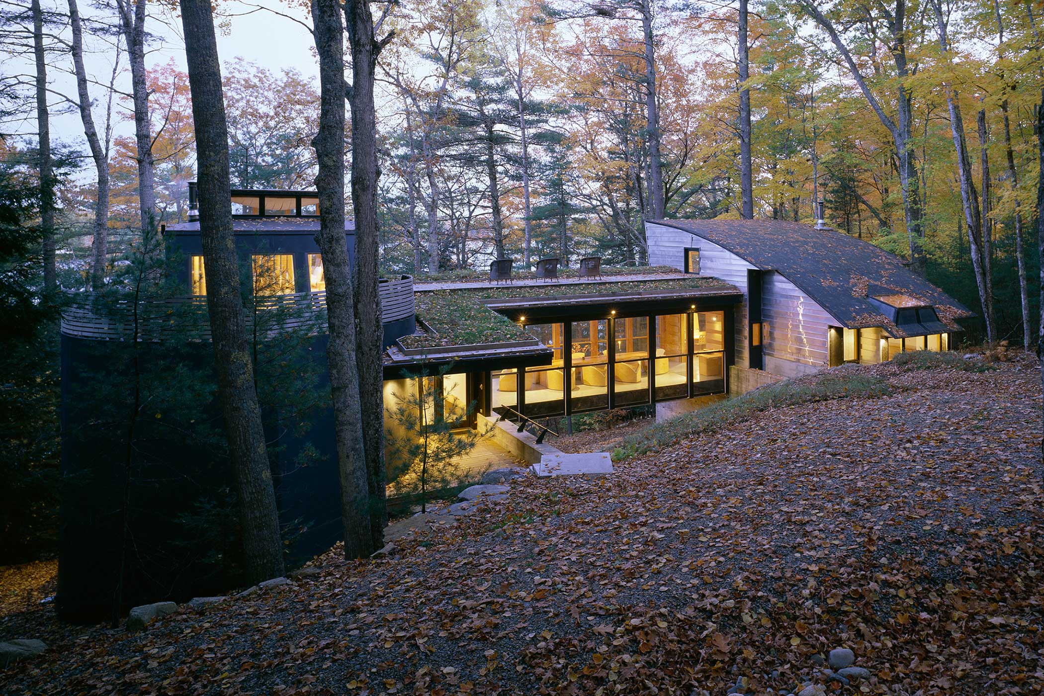 'Lake House - Entry at dusk' by Christopher Campbell Architecture